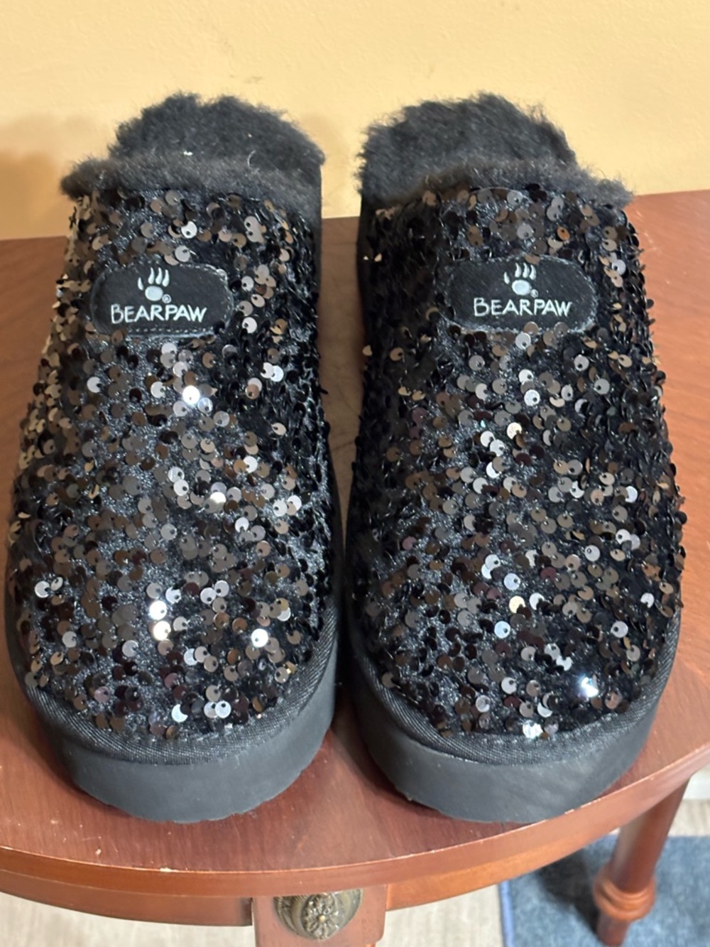 BearPaw Black Sequin Cozy Slide Slippers - Picture 3 of 10